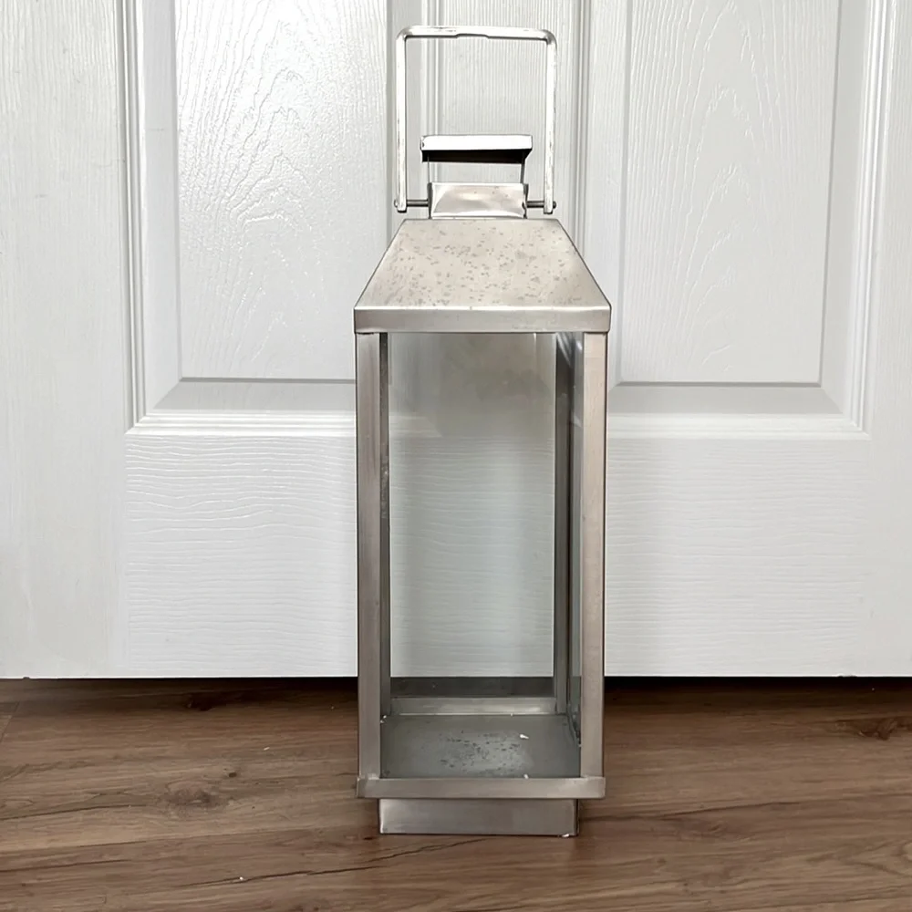 West Elm Modern Candle Lantern Glass & Metal EUC